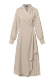 Work Elegant Solid Fold Turn-back Collar Suit Dress Dresses