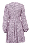Elegant Floral Hollowed Out V Neck A Line Dresses