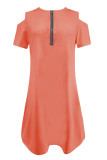 Casual Zipper Zipper Collar Pencil Skirt Dresses
