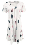 Casual Print Patchwork V Neck A Line Short Sleeve Dress