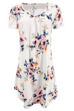 Casual Print Patchwork V Neck A Line Short Sleeve Dress