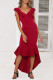 Elegant Formal Solid Flounce V Neck Trumpet Mermaid Dresses