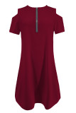 Casual Zipper Zipper Collar Pencil Skirt Dresses