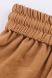 Casual Solid Buttons Loose Mid Waist Straight Solid Color Bottoms