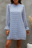 Sweet Simplicity Solid Patchwork O Neck Long Sleeve Dresses