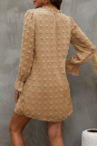 Sweet Simplicity Solid Patchwork O Neck Long Sleeve Dresses