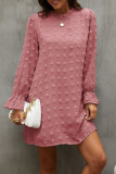 Sweet Simplicity Solid Patchwork O Neck Long Sleeve Dresses