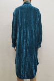 Elegant Solid Without Belt Turndown Collar A Line Dresses