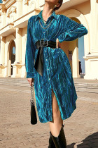 Elegant Solid Without Belt Turndown Collar A Line Dresses
