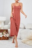 Casual Simplicity Solid Fold U Neck Sling Dress Dresses