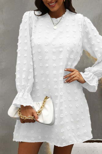 Sweet Simplicity Solid Patchwork O Neck Long Sleeve Dresses