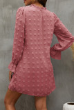 Sweet Simplicity Solid Patchwork O Neck Long Sleeve Dresses