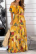 Elegant Print Frenulum Off the Shoulder Cake Skirt Dresses