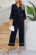 Casual Solid Turndown Collar Loose Jumpsuits