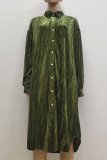 Elegant Solid Without Belt Turndown Collar A Line Dresses