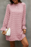 Sweet Simplicity Solid Patchwork O Neck Long Sleeve Dresses