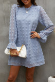 Sweet Simplicity Solid Patchwork O Neck Long Sleeve Dresses