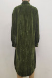 Elegant Solid Without Belt Turndown Collar A Line Dresses