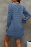 Sweet Simplicity Solid Patchwork O Neck Long Sleeve Dresses