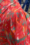 Casual Print Bandage Turn-back Collar Loose Rompers