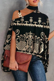 Elegant Print Metal Accessories Decoration Halter Tops
