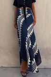 Elegant College Geometric Print Patchwork Loose High Waist Type A Full Print Bottoms
