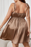 Sexy Solid Fold Sling Dress Plus Size Dresses