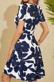 Casual Floral Patchwork O Neck Short Sleeve Dress