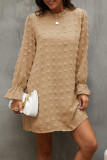 Sweet Simplicity Solid Patchwork O Neck Long Sleeve Dresses