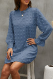 Sweet Simplicity Solid Patchwork O Neck Long Sleeve Dresses