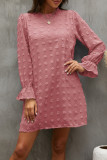 Sweet Simplicity Solid Patchwork O Neck Long Sleeve Dresses