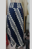 Elegant College Geometric Print Patchwork Loose High Waist Type A Full Print Bottoms
