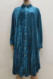 Elegant Solid Without Belt Turndown Collar A Line Dresses