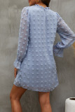 Sweet Simplicity Solid Patchwork O Neck Long Sleeve Dresses