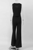 Casual Solid V Neck Sleeveless Two Pieces