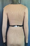 Elegant Solid Patchwork V Neck Tops