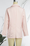 Casual Solid Patchwork Buttons Turn-back Collar Outerwear