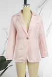 Casual Solid Patchwork Buttons Turn-back Collar Outerwear