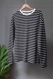 Casual Striped Patchwork O Neck Tops