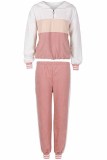 Elegant Solid Patchwork Hooded Collar Long Sleeve Two Pieces