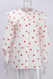 Sweet Print Patchwork Peter Pan Collar Tops