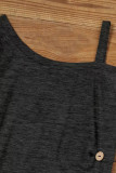 Casual Solid Buttons Oblique Collar A Line Short Sleeve Dress