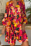 Bohemian Floral V Neck Printed Dress Dresses