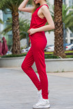 Casual Simplicity Solid Pocket O Neck Regular Jumpsuits