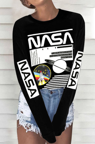 Casual Street Print O Neck Tops