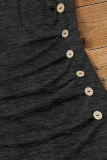 Casual Solid Buttons Oblique Collar A Line Short Sleeve Dress
