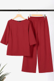 Casual Solid O Neck Half Sleeve Two Pieces