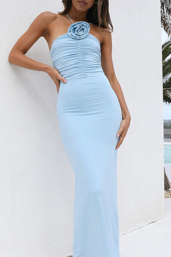Sexy Party Solid Patchwork Oblique Collar Sleeveless Dress Dresses