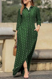 Casual Print Pocket Turndown Collar Shirt Dress Dresses
