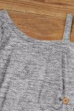 Casual Solid Buttons Oblique Collar A Line Short Sleeve Dress